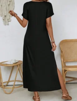 Clearance Women's Maxi Dress Sundress Shift Dress A Line Dress Ethnic Casual Drop Shoulder Daily Loose Fit Graphic Short Sleeve V Neck Summer Women Spring Dresses|T Shirt Dresses