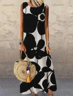 Clearance Women's Maxi Dress Sundress Shift Dress Summer Dress Casual Vacation Party Casual Regular Fit Floral Print Sleeveless Crew Neck Summer Spring Women Vacation Dresses