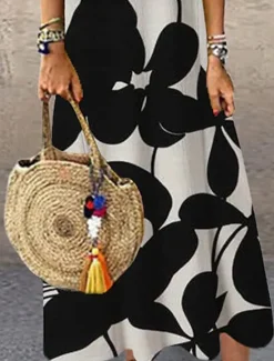 Clearance Women's Maxi Dress Sundress Shift Dress Summer Dress Casual Vacation Party Casual Regular Fit Floral Print Sleeveless Crew Neck Summer Spring Women Vacation Dresses