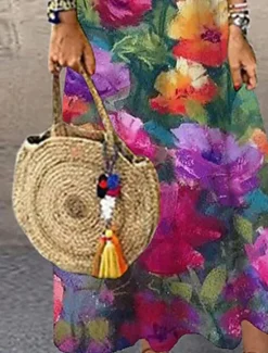 Clearance Women's Maxi Dress Sundress Shift Dress Summer Dress Casual Vacation Party Casual Regular Fit Floral Print Sleeveless Crew Neck Summer Spring Women Vacation Dresses|Spring Dresses