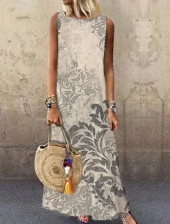Clearance Women's Maxi Dress Sundress Shift Dress Summer Dress Elegant Casual Vacation Party Casual Regular Fit Floral Print Sleeveless Crew Neck Summer Spring Women Sundresses