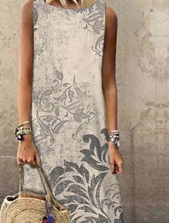 Clearance Women's Maxi Dress Sundress Shift Dress Summer Dress Elegant Casual Vacation Party Casual Regular Fit Floral Print Sleeveless Crew Neck Summer Spring Women Sundresses