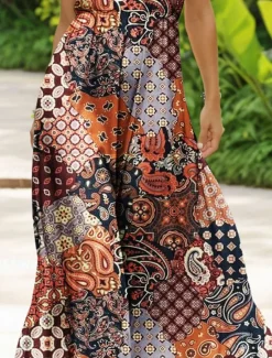 Best Women's Maxi Dress Sundress A Line Dress Slip Dress Pleated Dress Vacation Casual Boho Beach Regular Fit Graphic Vintage Bohemian Sleeveless U Neck Scoop Neck Red Blue Purple Orange Summer Spring Women Vacation Dresses