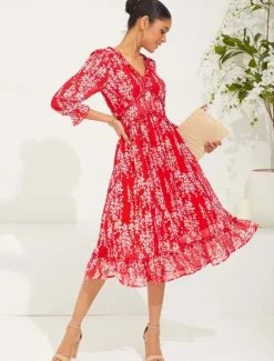 Clearance Women's Maxi Dress Swing Dress Elegant Cute Stylish Split Sleeve Vacation Regular Fit Floral Long Sleeve V Neck Summer Spring Women Vacation Dresses|Spring Dresses