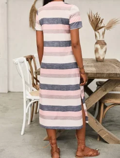 Sale Women's Maxi Dress T Shirt Dress Tee Dress A Line Dress Vacation Casual Vacation Daily Regular Fit Graphic Geometric Short Sleeve V Neck Summer Spring Fall Women T Shirt Dresses