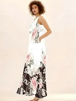 Clearance Women's Maxi Dress Tank Dress Elegant Bohemia Vacation Vacation Regular Fit Floral Color Block Sleeveless Split Neck Summer Women Vacation Dresses