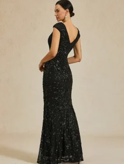 Clearance Women's Maxi Dress Trumpet Mermaid Dress Elegant Party Formal Party Evening Party Regular Fit Solid Color Sleeveless V Neck Spring Fall Winter Women Cocktail Dress