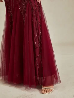 Discount Women's Maxi Dress Trumpet Mermaid Dress Elegant Party Formal Cocktail Party Regular Fit Solid Color Long Sleeve Crew Neck Spring Fall Winter Women Cocktail Dress