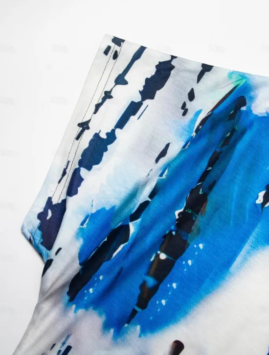 Outlet Women's Maxi Dress V-Neck Tie-Dye Print Blue Green White Side Slit Casual Beach Summer Flowy Comfortable Versatile Short Sleeve Sizes Available Fashion Women Vacation Dresses