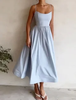 Sale Women's Maxi Dress White Dress Graduation Dress Casual Dress Swing Dress Elegant Streetwear Maxi Vacation Street Holiday Regular Fit Sleeveless Strap White Pink Blue Purple Summer Women White Dresses