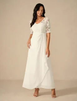 Hot Women's Maxi Dress Dress Chiffon Dress Elegant Wedding Engagement Regular Fit Plain Short Sleeve V Neck Summer Spring Fall Winter Women Cocktail Dress