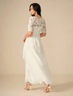 Hot Women's Maxi Dress Dress Chiffon Dress Elegant Wedding Engagement Regular Fit Plain Short Sleeve V Neck Summer Spring Fall Winter Women Cocktail Dress