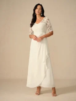 Hot Women's Maxi Dress Dress Chiffon Dress Elegant Wedding Engagement Regular Fit Plain Short Sleeve V Neck Summer Spring Fall Winter Women Cocktail Dress