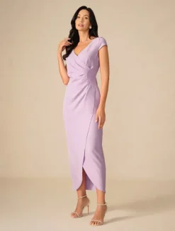 Women's Maxi Dress Wrap Dress Elegant Party Formal Wedding Party Wedding Guest Regular Fit Solid Color Short Sleeve V Neck Summer Spring Fall Women Cocktail Dress