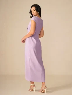 Women's Maxi Dress Wrap Dress Elegant Party Formal Wedding Party Wedding Guest Regular Fit Solid Color Short Sleeve V Neck Summer Spring Fall Women Cocktail Dress