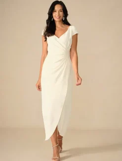 Clearance Women's Maxi Dress Wrap Dress Elegant Party Birthday Wedding Vacation Wedding Guest Regular Fit Solid Color Short Sleeve V Neck Summer Spring Fall Women Cocktail Dress