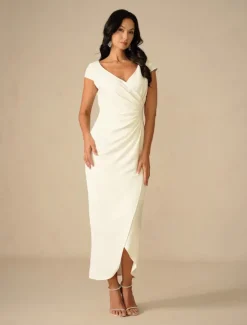 Clearance Women's Maxi Dress Wrap Dress Elegant Party Birthday Wedding Vacation Wedding Guest Regular Fit Solid Color Short Sleeve V Neck Summer Spring Fall Women Cocktail Dress