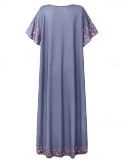 Hot Women's Maxi long Dress Long Dress Maxi Dress Casual Dress T Shirt Dress Tee Dress Boho Dress Print Dress Fashion Bohemian Casual Outdoor Vacation Daily Loose Fit Floral Short Sleeve V Neck Sky Blue Women Floral Dresses