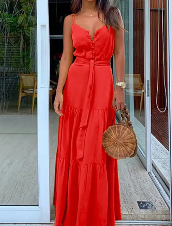 Best Women's Maxi long Dress Maxi Dress White Dress Graduation Dress Summer Dress Elegant Modern Wedding Party Daily Slim Pure Color Sleeveless Spaghetti Strap White Yellow Red Blue Summer Spring Women White Dresses