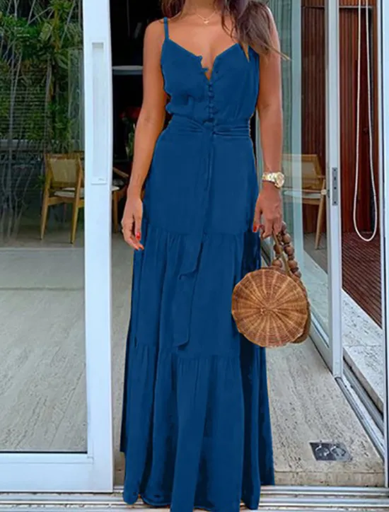 Best Women's Maxi long Dress Maxi Dress White Dress Graduation Dress Summer Dress Elegant Modern Wedding Party Daily Slim Pure Color Sleeveless Spaghetti Strap White Yellow Red Blue Summer Spring Women White Dresses