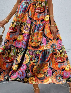 Sale Women's Maxi long Dress Swing Dress Tank Dress Summer Dress Boho Dress Fashion Streetwear Tribal Outdoor Vacation Street Loose Fit Floral Paisley Sleeveless V Neck Summer Spring Women Spring Dresses