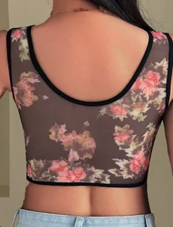 Online Women's Mesh Floral Print Bra Graphic Bra Wirefree Non Padded Full Coverage Solid Moulded Everyday Bra Home Outfits Women Lingerie
