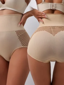 Hot Women's Mesh Tummy Control Thong Shapewear for Women High Waist Shaping Underwear Seamless Body Shaper Panties Girdle Home Outfits Women Shapewear