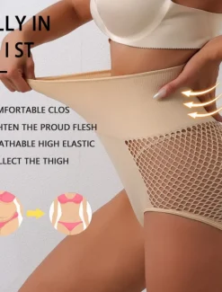 Hot Women's Mesh Tummy Control Thong Shapewear for Women High Waist Shaping Underwear Seamless Body Shaper Panties Girdle Home Outfits Women Shapewear