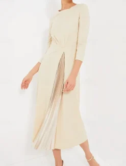 Hot Women's Midi Dress A Line Dress Elegant Stylish Basic Vacation Party Work Regular Fit Plain 3/4 Length Sleeve V Neck Spring Fall Women Work Dresses
