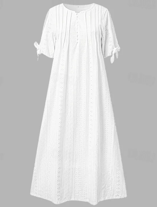 New Women's Midi Dress A Line Dress Summer Dress Boho Dress Pleated Dress Elegant Fashion Modern Outdoor Vacation Daily Loose Fit Plain Short Sleeve V Neck White Pink Blue Green Summer Spring Women White Dresses
