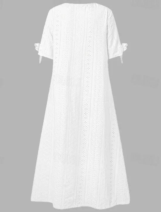 New Women's Midi Dress A Line Dress Summer Dress Boho Dress Pleated Dress Elegant Fashion Modern Outdoor Vacation Daily Loose Fit Plain Short Sleeve V Neck White Pink Blue Green Summer Spring Women White Dresses