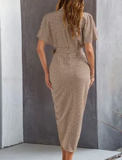 Sale Women's Midi Dress Blazer Dress Stylish Casual Vacation Work Daily Regular Fit Plaid Stripe Half Sleeve Shirt Collar Black Brown Summer Spring Fall Women Work Dresses