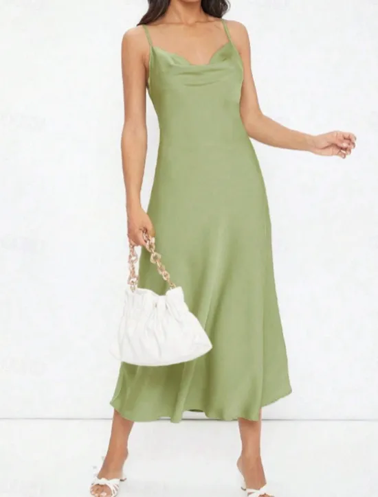 Women's Midi Dress Boho Chic Dresses Bohemia Stylish Sexy Loose Fit Solid Color Sleeveless Strap Light Green Wine Purple Green Summer Women Cocktail Dress