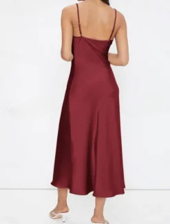 Women's Midi Dress Boho Chic Dresses Bohemia Stylish Sexy Loose Fit Solid Color Sleeveless Strap Light Green Wine Purple Green Summer Women Cocktail Dress