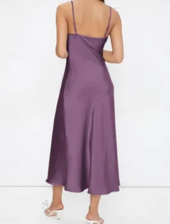 Women's Midi Dress Boho Chic Dresses Bohemia Stylish Sexy Loose Fit Solid Color Sleeveless Strap Light Green Wine Purple Green Summer Women Cocktail Dress