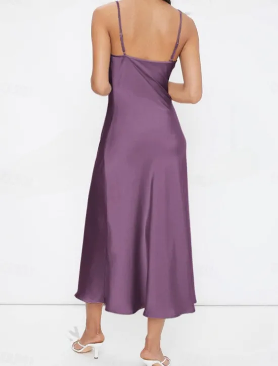 Women's Midi Dress Boho Chic Dresses Bohemia Stylish Sexy Loose Fit Solid Color Sleeveless Strap Light Green Wine Purple Green Summer Women Cocktail Dress