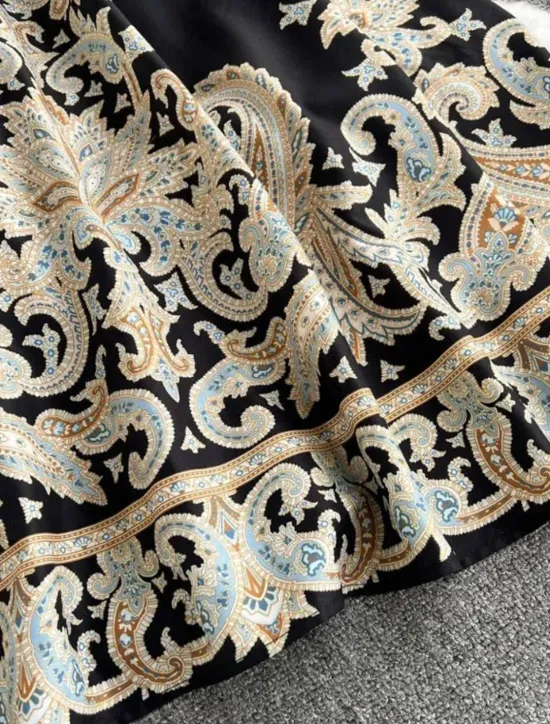 Women's Midi Dress Boho Dress Fashion Holiday Going out Weekend Regular Fit Flower Long Sleeve Shirt Collar Black Blue Apricot Summer Women Floral Dresses