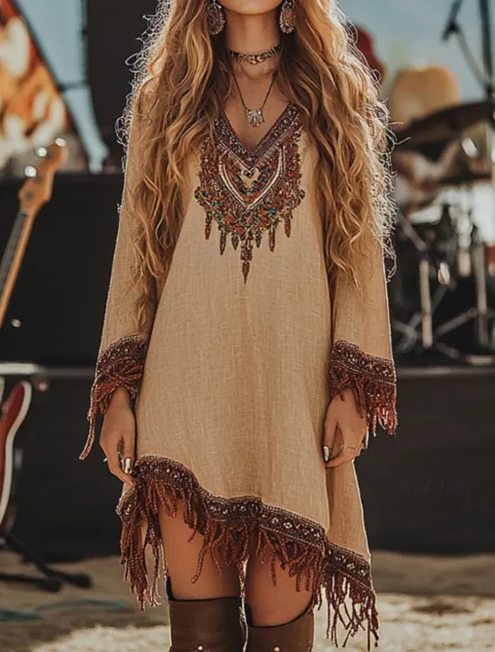 Women's Midi Dress Boho Dress Print Dress Western Dress Fashion Modern Outdoor Holiday Regular Fit Flower Long Sleeve V Neck Summer Women Floral Dresses