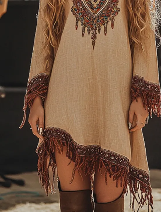 Women's Midi Dress Boho Dress Print Dress Western Dress Fashion Modern Outdoor Holiday Regular Fit Flower Long Sleeve V Neck Summer Women Floral Dresses