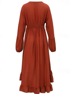 Women's Midi Dress Boho Dress Western Dress Fashion Modern Outdoor Vacation Holiday Regular Fit Plain Long Sleeve V Neck Summer Women Floral Dresses