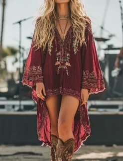 Women's Midi Dress Boho Dress Vintage Classic Vacation Daily Holiday Regular Fit Flower Long Sleeve V Neck Summer Women Floral Dresses