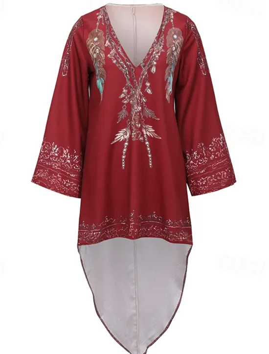 Women's Midi Dress Boho Dress Vintage Classic Vacation Daily Holiday Regular Fit Flower Long Sleeve V Neck Summer Women Floral Dresses