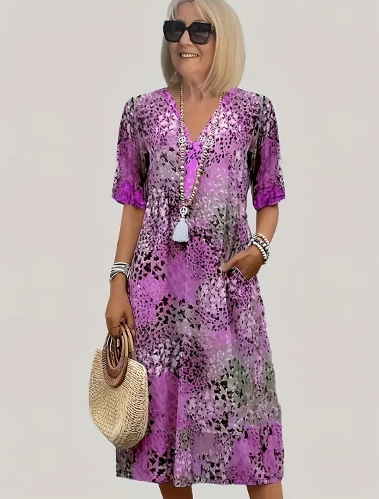 Discount Women's Midi Dress Boho Dress Elegant Party Regular Fit Boho Paisley Damask Short Sleeve V Neck Magenta Red Blue Purple Summer Women Floral Dresses