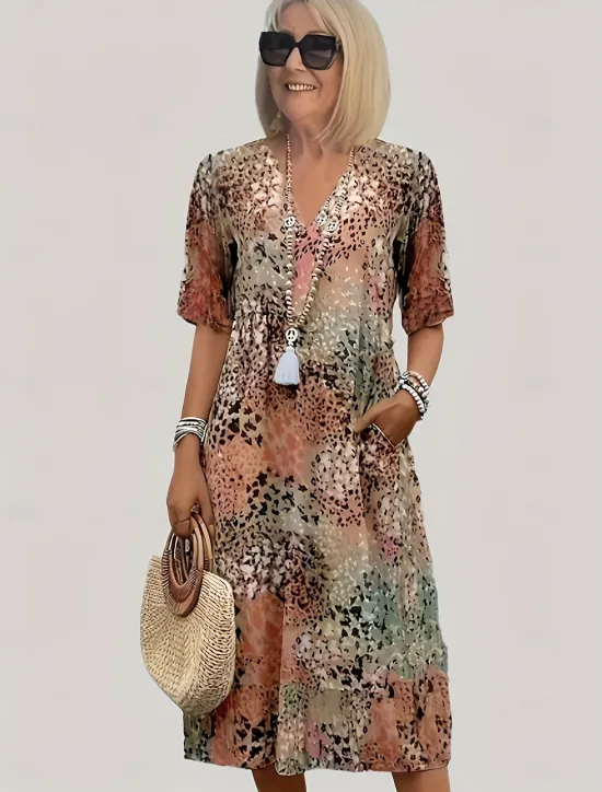 Discount Women's Midi Dress Boho Dress Elegant Party Regular Fit Boho Paisley Damask Short Sleeve V Neck Magenta Red Blue Purple Summer Women Floral Dresses