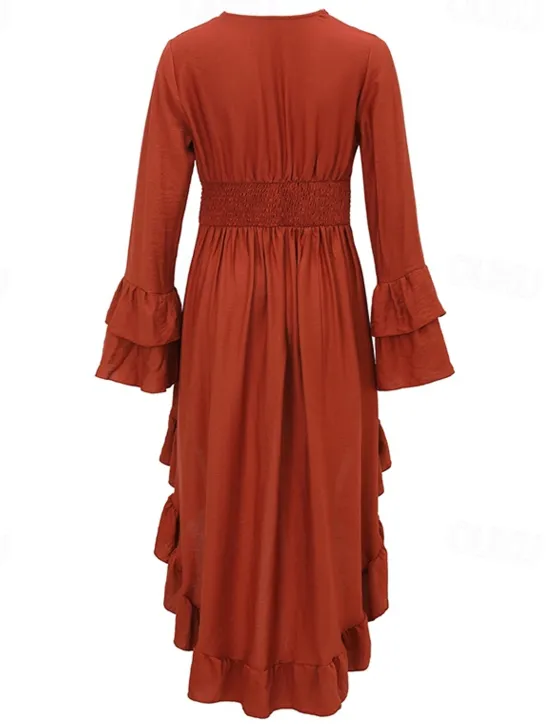 Discount Women's Midi Dress Boho Dress Western Dress Fashion Modern Outdoor Holiday Going out Regular Fit Plain Long Sleeve V Neck Summer Women Floral Dresses