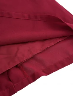 Sale Women's Midi Dress Burgundy with Asymmetric Sequin Overlay Round Neckline V-Notch Detail Three-Quarter Length Split Sleeves Non-Stretch Elegant Evening Cocktail Party Knee-Length Various Sizes Women Cocktail Dress