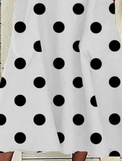 Outlet Women's Midi Dress Casual Dress Polka Dot Pocket Print V Neck Casual Daily Short Sleeve Summer Spring Women Casual Dress