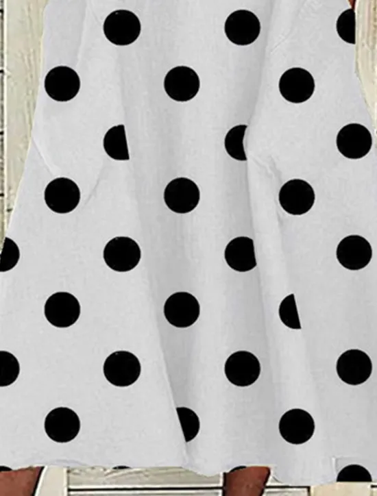 Outlet Women's Midi Dress Casual Dress Polka Dot Pocket Print V Neck Casual Daily Short Sleeve Summer Spring Women Casual Dress