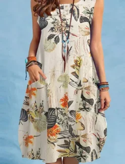 Online Women's Midi Dress Casual Dress Elegant Stylish Basic Vacation Daily Regular Fit Floral Sleeveless Crew Neck Yellow Red Navy Blue Summer Spring Women Spring Dresses