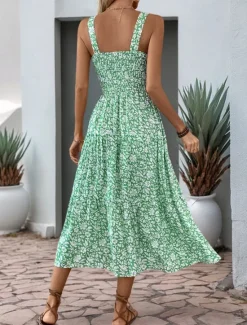 Sale Women's Midi Dress Casual Dress Slip Dress Stylish Casual Vacation Daily Regular Fit Floral Sleeveless Strap Black Navy Blue Blue Orange Summer Women Spring Dresses